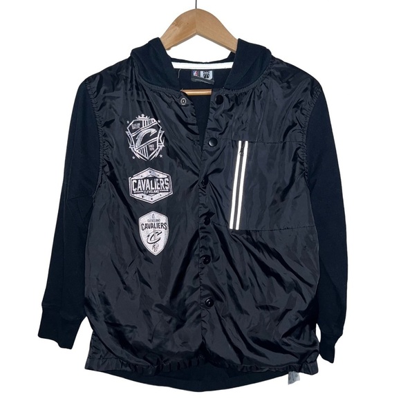 NBA Jacket Cleveland Cavaliers Boys Lined Windbreaker Black Size Large 14-16 - Picture 3 of 11